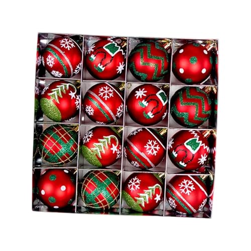 TISHITA 16 Stück Weihnachtskugeln Christbaumkugeln Hängende Ornamente Kugeldeko Bruchsicheres PP Material für Weihnachtsbaum Türgriff Fenster Bank, Style A von TISHITA