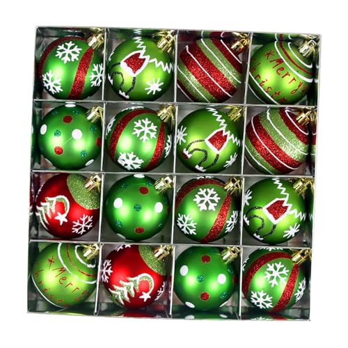 TISHITA 16 Stück Weihnachtskugeln Christbaumkugeln Hängende Ornamente Kugeldeko Bruchsicheres PP Material für Weihnachtsbaum Türgriff Fenster Bank, Style B von TISHITA
