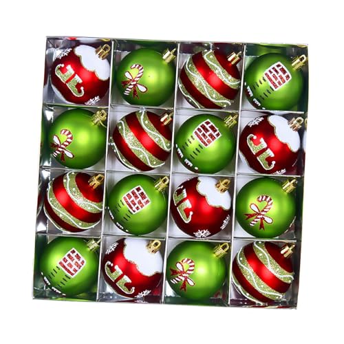 TISHITA 16 Stück Weihnachtskugeln Christbaumkugeln Hängende Ornamente Kugeldeko Bruchsicheres PP Material für Weihnachtsbaum Türgriff Fenster Bank, Style C von TISHITA