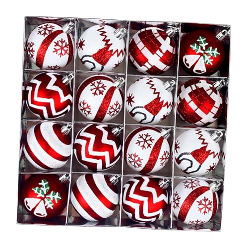 TISHITA 16 Stück Weihnachtskugeln Christbaumkugeln Hängende Ornamente Kugeldeko Bruchsicheres PP Material für Weihnachtsbaum Türgriff Fenster Bank, Style D von TISHITA