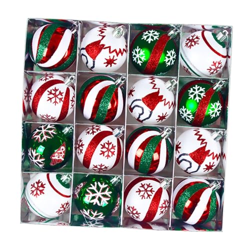 TISHITA 16 Stück Weihnachtskugeln Christbaumkugeln Hängende Ornamente Kugeldeko Bruchsicheres PP Material für Weihnachtsbaum Türgriff Fenster Bank, Style E von TISHITA