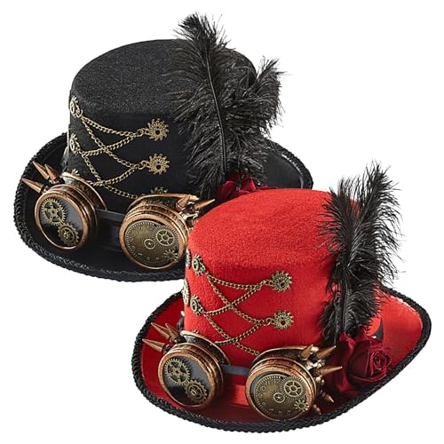 TISSAC Gothic-Steampunk-Zylinder, Unisex-Steampunk-Zylinder, Halloween-Vintage-Hut, Ausgefallenes Kostüm, Cosplay, Party, Anziehzubehör für Erwachsene von TISSAC