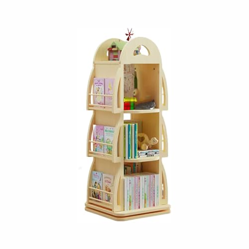 TISTIK Bücherregal Drehbarer Bücherregal-Turm aus massivem Holz, 360° drehbares Bücherregal, drehbarer Bücherregal-Turm, bodenstehender Aufbewahrungsständer für das Heimbüro standregal von TISTIK