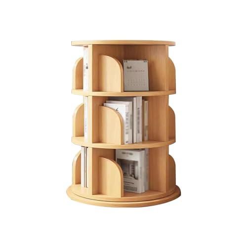 TISTIK Bücherregal Drehbares Bücherregal aus massivem Holz, 360-Grad-Display, bodenstehendes Bücherregal, Aufbewahrungsregal, drehbares Bücherregal aus Holz, Organizer für Wohnzimmer standregal von TISTIK