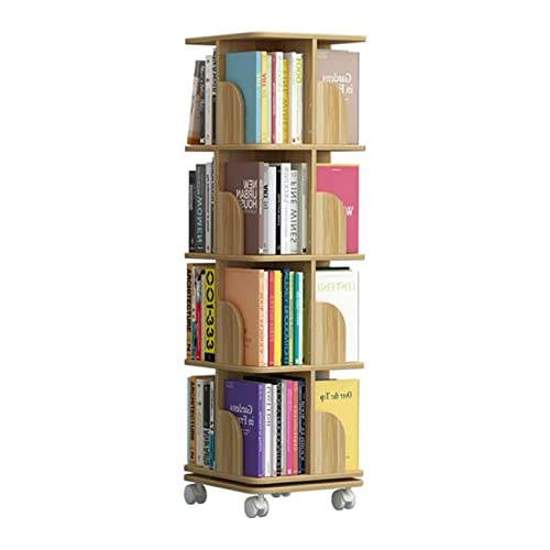 TISTIK Bücherregal Drehbares Bücherregal für kleine Räume 360-Grad-Display Bodenstehend drehbares quadratisches Bücherregal Schmaler drehbarer Bücherregal-Organizer für Zuhause standregal von TISTIK