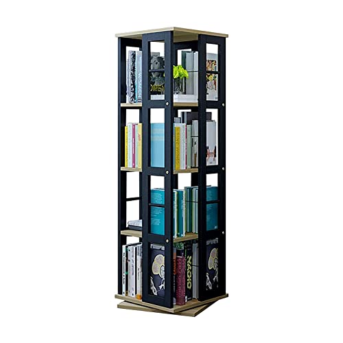 TISTIK Bücherregal Drehbares Bücherregal mit 4 Ebenen, rechteckiges drehbares Bücherregal, Medienaufbewahrungsschrank, drehbares Bücherregal mit 360°-Anzeige für Zuhause/Büro standregal von TISTIK