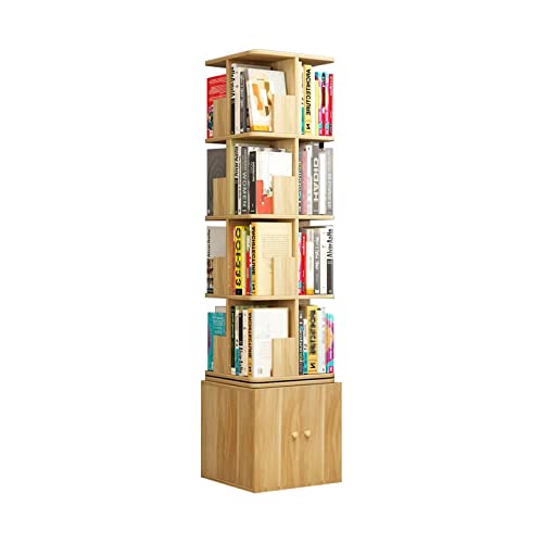 TISTIK Bücherregal Drehbares Bücherregal mit Aufbewahrung, baumförmiges Bücherregal mit Tür, freistehender 360-Grad-Display-Aufbewahrungsschrank, offene Regale für Wohnzimmer standregal von TISTIK