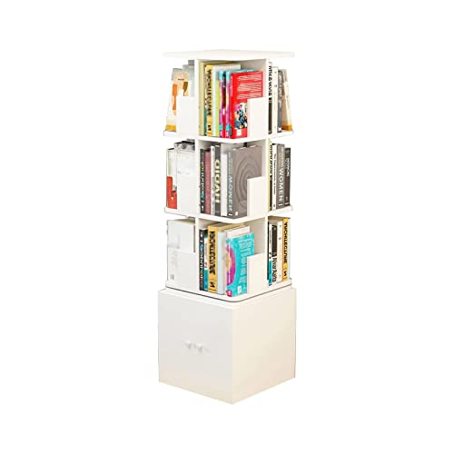 TISTIK Bücherregal Drehbares Bücherregal mit Aufbewahrung, baumförmiges Bücherregal mit Tür, freistehender 360-Grad-Display-Aufbewahrungsschrank, offene Regale für Wohnzimmer standregal von TISTIK