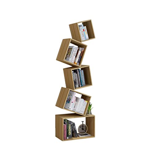 TISTIK Bücherregal Hängendes Bücherregal, 5 Würfel, geometrisches Bücherregal, 5 Etagen, Bücherregal, modernes, freistehendes Bücherregal für das Büro standregal von TISTIK