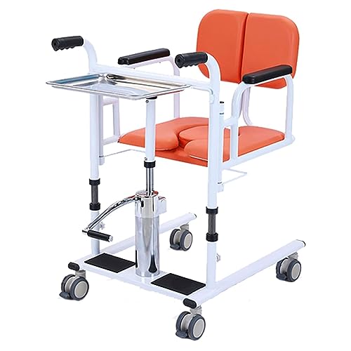 TISTIK Hydraulischer Patientenlifter für zu Hause mit Essteller, um 180° geteiltem Sitz und tragbarem Töpfchen-Transferrollstuhl, multifunktionaler Transporthilfsstuhl für ältere Menschen von TISTIK
