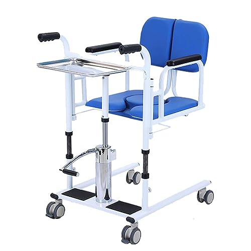 TISTIK Hydraulischer Patientenlifter für zu Hause mit Essteller, um 180° geteiltem Sitz und tragbarem Töpfchen-Transferrollstuhl, multifunktionaler Transporthilfsstuhl für ältere Menschen von TISTIK