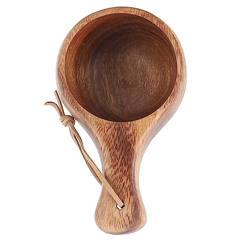 220 Ml Kaffeetasse aus Holz, Tragbarer Trinkbecher Im Nordischen Design, Kuksa-Tasse mit Umhängeband, Outdoor-Camping-Trinkbecher, Wärmeisolierende Kaffeetasse mit Bequemem von TITA-DONG