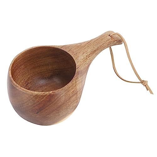 220 Ml Kaffeetasse aus Holz, Tragbarer Trinkbecher Im Nordischen Design, Kuksa-Tasse mit Umhängeband, Outdoor-Camping-Trinkbecher, Wärmeisolierende Kaffeetasse mit Bequemem von TITA-DONG