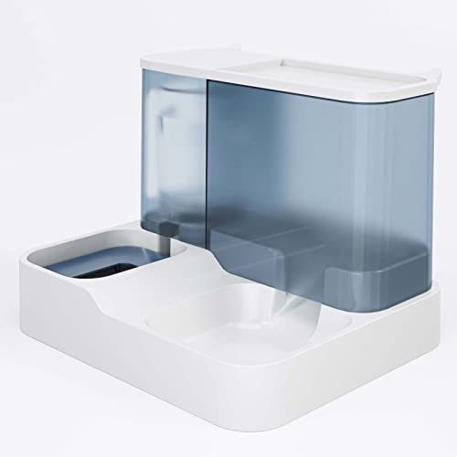 All-in-One-Set mit Automatischem Futterspender für Katzen und Wasserspender, Automatischer Futterspender für Haustiere, Wasserfutterspender für Haustiere, 2-in-1, Großes Fassungsvermögen,(Blau) von TITA-DONG