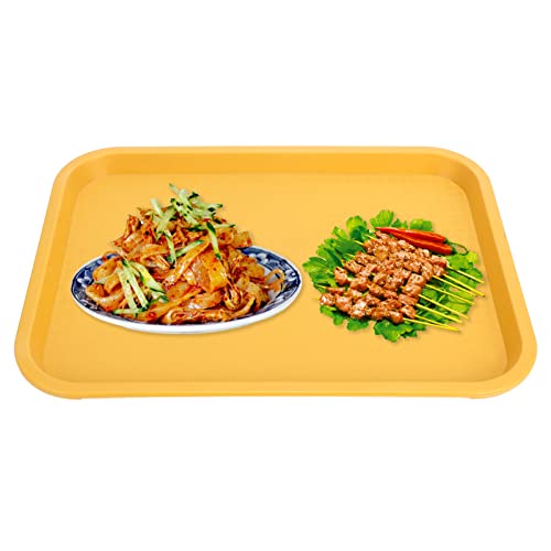 Fast-Food-Tablett, 13,8 X 10,5 Zoll PP-Cafeteria-Tablett, Rechteckiges Restaurant-Serviertablett, Rutschfester Food-Service-Teller, Mehrzweck-Servierplatte für Zuhause, Restaurant, Party, Schule, Gelb von TITA-DONG