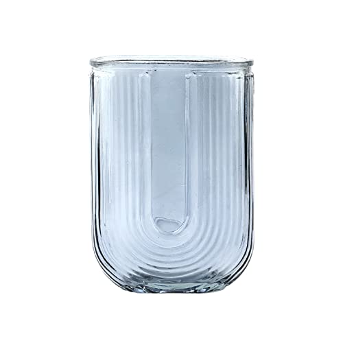 Gerippte Vintage-Glasvase, Klare Glasvase, Moderne Vase, Geriffelte Glasvase, Mittelstückvase für Blumen, Dekorative Vase für Wohnzimmer, Esstisch, Eingangsbereich, Bücherregal, Büro,(EIN Grau) von TITA-DONG