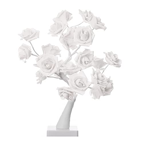 Mehrfarbige Rosenlampe, Farbwechselnder Leuchtender Rosenlampenbaum, Leuchtende Rosenblüten-Blütenblatt-Baumlampe, Farbenfrohe Künstliche Tischblume, Bonsai-Baum, LED-Tischbaumlichter mit(Weiß) von TITA-DONG