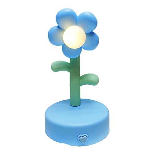 Mini-LED-Schreibtischlampe, Niedliche Blumen-Tischlampe, LED-Nachtlicht, Blumenform, Schreibtisch-Dekoration, Nachttischlampe, Tragbare Lesetisch-Nachtlampe, Schreibtischlampe für Kinder,(Blau) von TITA-DONG