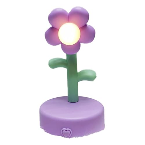 Mini-LED-Schreibtischlampe, Niedliche Blumen-Tischlampe, LED-Nachtlicht, Blumenform, Schreibtisch-Dekoration, Nachttischlampe, Tragbare Lesetisch-Nachtlampe, Schreibtischlampe für Kinder,(Lila) von TITA-DONG