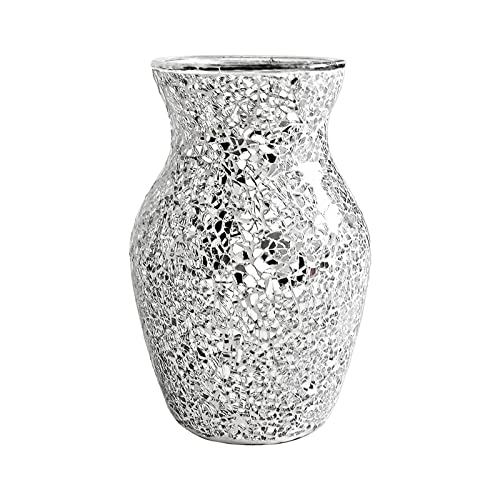 Mosaik-Glas-Blumenvase, Handgefertigtes Mosaik-Crackle-Glas, Zerkleinerte Diamant-Spiegelvase, Mosaik-Glitter-Vase, Funkelnde Glasvase für Heimdekoration, Hochzeit, Tischdekoration, Geschenk(#1) von TITA-DONG