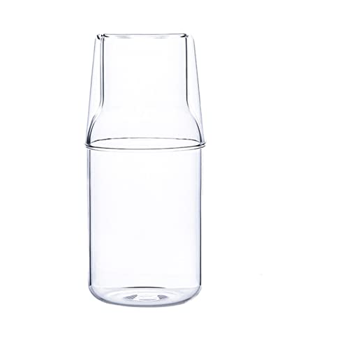 Nachttisch-Wasserdekanter-Set mit Glas-Set, Klare Wasserkaraffe mit Glasbecher für Den Nachttisch Im Schlafzimmer, Wasserkrug-Set, Mundwasserflasche aus Dickem Glas für das Heimbüro (360 Ml) von TITA-DONG