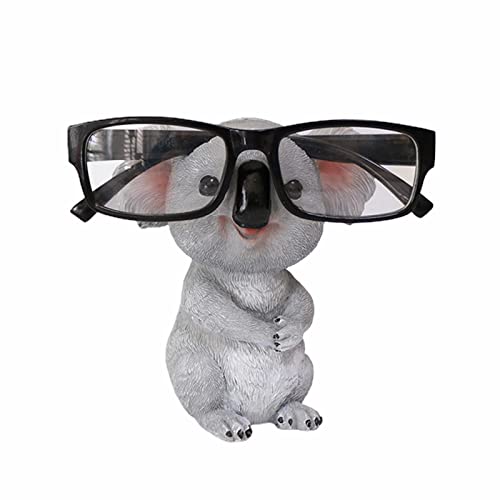 Niedlicher Tier-Brillenhalter, Kunstharz-Koala-Brillenhalter, Präsentationsständer, Dekoratives Brillenzubehör, Ideal für Nachttisch, Zuhause, Büro, Schreibtisch, Dekoration, Dekoratives(Grau) von TITA-DONG