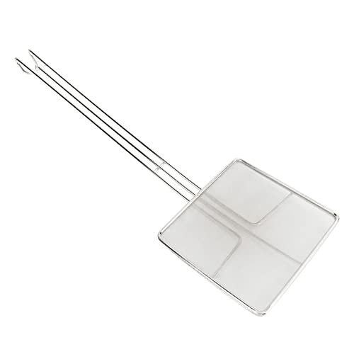 Quadratischer, Feinmaschiger Skimmer, Edelstahl-Sieb-Skimmer-Schöpfkelle, Ölsieb für Fritteuse, Metall-Sieb-Spatel mit Langem Griff, Mesh-Sieb, Nudelsieb-Löffel für die Küche(Feinmaschig) von TITA-DONG