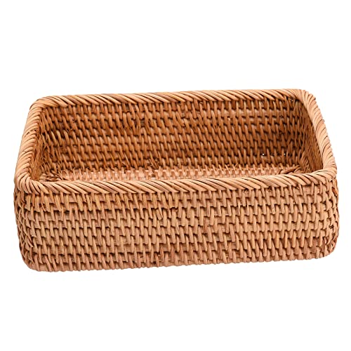 Rattan-Aufbewahrungskörbe, Rechteckig, Gewebt, Brotkorb, Rechteckig, Korb, Servier-Organizer, Tablett, Rattan-Obstkorb, Stapelbarer Korb-Organizer für Küchenarbeitsplatte, Badezimmer, Wohnzimmer(M) von TITA-DONG