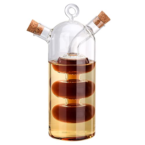 TITA-DONG 2-in-1-Öl- und Essigspender-Menageflasche, Multifunktions-Küchenzubehör, Glas, Olivenölflasche, Menage mit Korken, Klarglas, Sojasauce, Essigflasche mit Korken, 150 Ml(Glas) von TITA-DONG