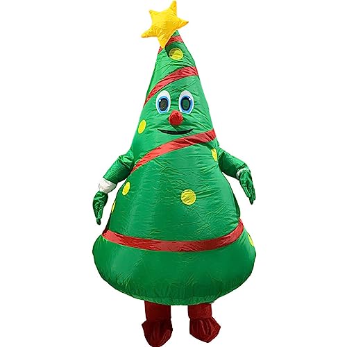 Aufblasbares Weihnachtsbaum-Kostüm, Aufblasbarer Weihnachts-Weihnachtsmann-Anzug, Lustiger Aufblasbarer Weihnachtskostüm-Anzug, Aufblasbares Kostüm für Erwachsene, Aufblasbare(Grün) von TITA-DONG