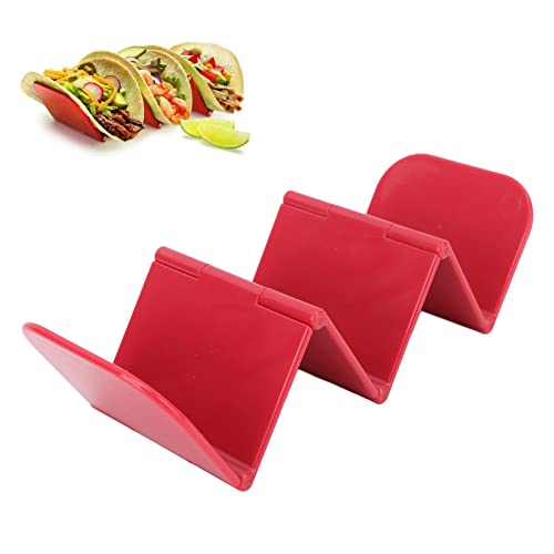 Taco-Halter-Ständer, ABS-Taco-Rack-Tablett, Wellenförmige Taco-Halterplatte, Faltbarer Taco-Schalenhalter, Bunter Taco-Teller, Spülmaschinen- und Mikrowellenfester Taco-Halter für(Rot) von TITA-DONG