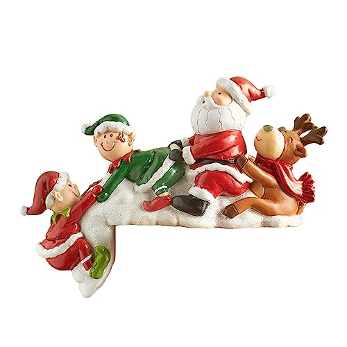 Weihnachtstisch-Eckdekoration, Mini-Weihnachts-Eisbär-Harzskulptur, Sitzender Weihnachtsmann-Eisbär, Harz-Zwerge-Figuren, Weihnachtsdekorationen für Regal, Schreibtisch, Tisch, Harz-Statuen,(Rot) von TITA-DONG