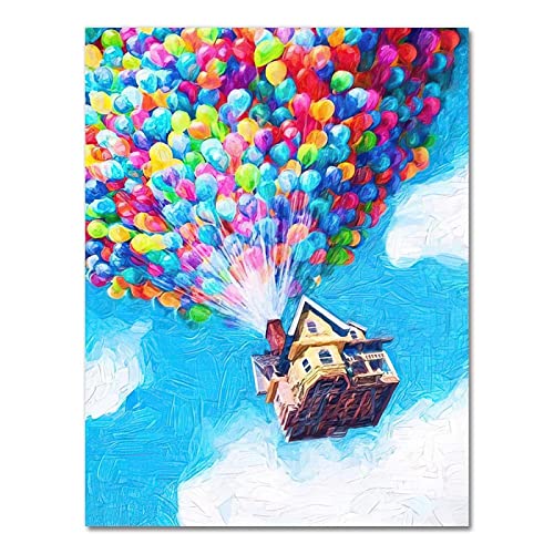 Balloon House UP Movie Print Pixar Poster Painting Wall Art Canvas Painting Adventure Travel Posters Nursery Kids Room Decor 70x90cm(28x35in) Frameless von TITINGLUCK