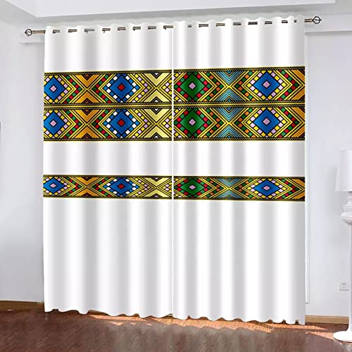 Boho Printing s Ethiopian Home Textile Design Shading Long 2 Panels Window s Dekoratives Schlafzimmer s WxL-100x260cm(39x102in) x2 von TITINGLUCK