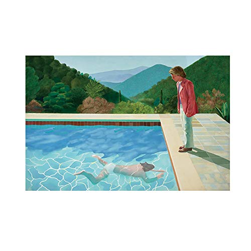 David Hockney (Pool mit zwei Figuren) Leinwand Gemälde Poster Drucke Quadros Wandkunst Bild für Wohnzimmer Wohnkultur 50 x 70 cm (20 x 28 Zoll) rahmenlos von TITINGLUCK