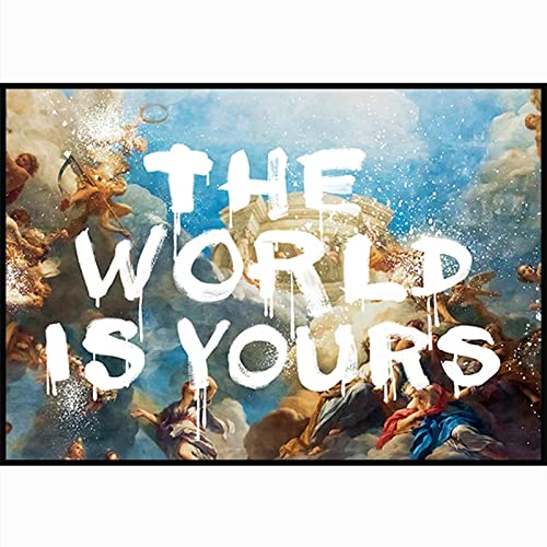 Graffiti-Ideen The World Is Yours Brief Leinwand Gemälde Poster und Drucke Wandkunst Bilder für Wohnzimmer Wanddekoration 70x90cm(28x35in) Rahmenlos von TITINGLUCK