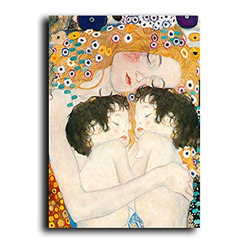 Gustav Klimt Mutter Liebe Zwillinge Baby Nordischen Stil Leinwand Malerei Poster und Druck Wandkunst Bild Wohnzimmer Dekor 42x60cm (17x24in) Rahmenlos von TITINGLUCK