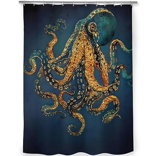 TITINGLUCK Octopus-Duschvorhänge, Unterwassertraum, Cthulhu, wasserdichter Stoff, kreative Badezimmerdekoration mit Haken, Wohnaccessoires, 200 x 200 cm (B x H) von TITINGLUCK