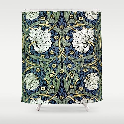 TITINGLUCK Pimpernel Blue von William Morris Duschvorhang Home Bad Decor Wasserdichter Polyester Langlebige Badezimmervorhänge mit Haken 152 x 180 cm (B x H) von TITINGLUCK