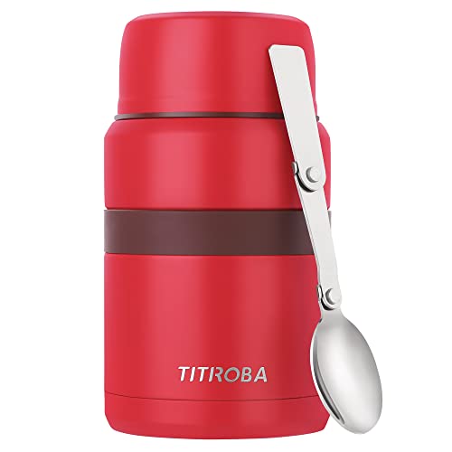TITIROBA Thermobehälter für essen BPA-Frei 304 Edelstahl Warmhaltebehälter Essensbehälter thermobox 500ml mit Löffel und Tasche Rot… von TITIROBA