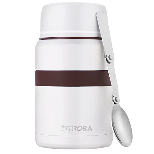 TITIROBA Thermobehälter für essen BPA-Frei 304 Edelstahl Warmhaltebehälter Essensbehälter thermobox 500ml mit Löffel und Tasche Weiß… von TITIROBA