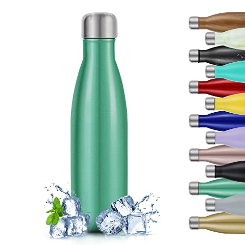 TITIROBA Stainless Steel Water Bottle, 500 ml, Vacuum Insulated, Leak-Proof Thermos Flask, Insulated Flask, BPA-Free, 24 Hours Cold and 12 Hours Hot Glossy Mint Green von TITIROBA