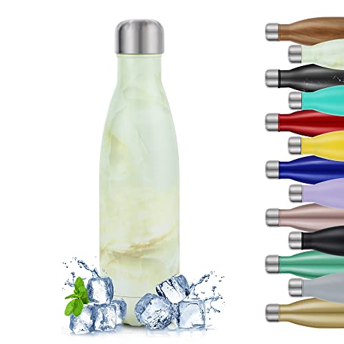 TITIROBA Stainless Steel Water Bottle, 500 ml, Vacuum Insulated, Leak-Proof Thermos Flask, Insulated Flask, BPA-Free, 24 Hours Cold and 12 Hours Hot Green Onyx Marble von TITIROBA