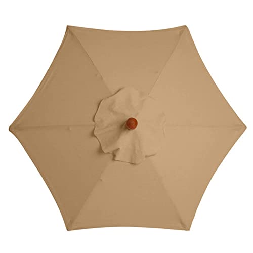 TIUTIU 6 Rippen Sonnenschirm Ersatz Baldachin Abdeckung Outdoor Markt Tisch Schirm Schirm Baldachin Anti-Ultraviolett Regenschirm Ersatz Stoff, 2m/2,7m/3m (2.7M / 8.9Ft,Khaki) von TIUTIU