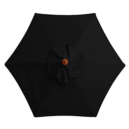TIUTIU 6 Rippen Sonnenschirm Ersatz Baldachin Abdeckung Outdoor Markt Tisch Schirm Schirm Baldachin Anti-Ultraviolett Regenschirm Ersatz Stoff, 2m/2,7m/3m (2M / 6.6Ft,Black) von TIUTIU