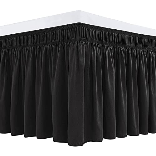 TIUTIU Betthusse Aus Gebürstetem Polyester Mit DREI Stoff-Seiten, Elastische Staub-Rüschen, Einfache Passform-Falten ? Mit 38/45 cm Länge (Black,100x200+45cm) von TIUTIU