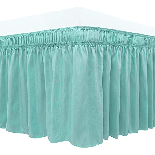 TIUTIU Betthusse Aus Gebürstetem Polyester Mit DREI Stoff-Seiten, Elastische Staub-Rüschen, Einfache Passform-Falten ? Mit 38/45 cm Länge (Green,180x200+38cm) von TIUTIU