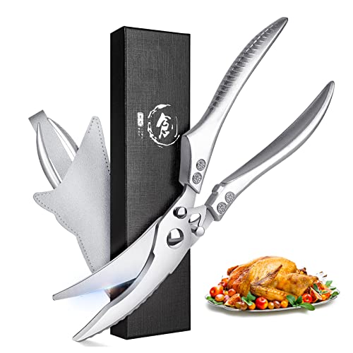 TIVOLI Geflügelschere Küchenschere Profi Haushaltsschere Metallgriff, Schere Küche Scharfe Edelstahl Knochenschere mit Sicherheitsschloss Federmechanismus,Allzweckschere für Fleisch,Fisch (Klassisch) von TIVOLI