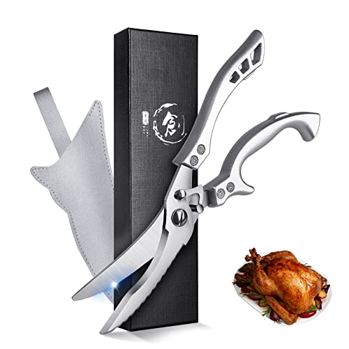 TIVOLI Geflügelschere Küchenschere Profi Haushaltsschere Metallgriff, Schere Küche Scharfe Edelstahl Knochenschere mit Sicherheitsschloss Federmechanismus,Allzweckschere für Fleisch,Fisch (Modern) von TIVOLI