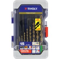 Tivoly - 10802470002 15-teiliger Koffer mit 9 HSS-Speed-Point-Holzbohrern ø 2 bis 10 mm + 6 flachen Holzbohrern ø 14 bis 24 mm von TIVOLY